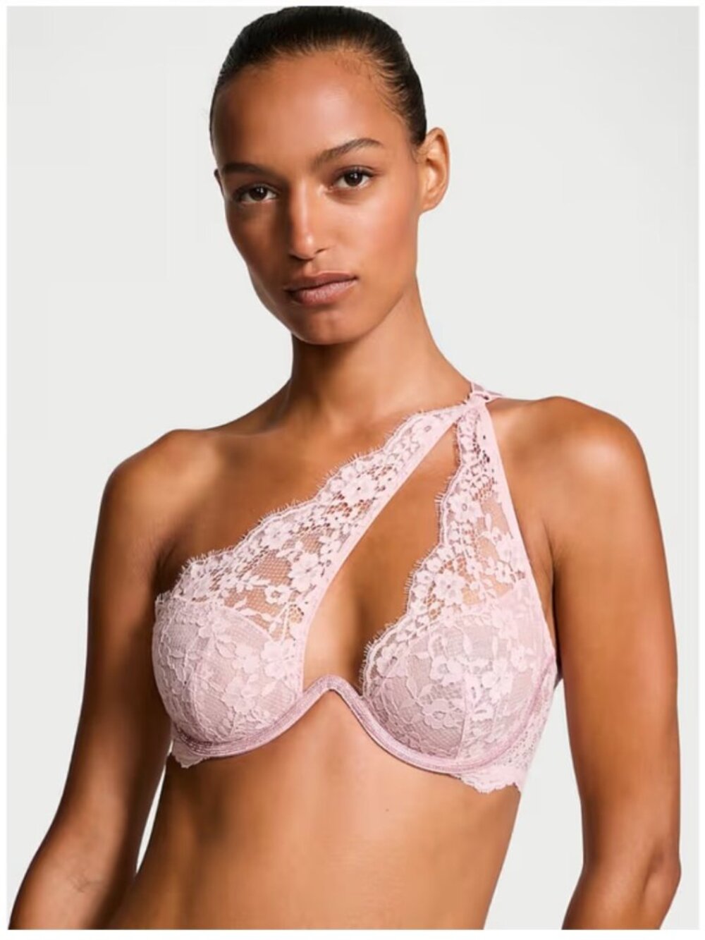 New NWT Victoria's Secret Dream Angels Twinkle Lace One Shoulder Bra M Rose